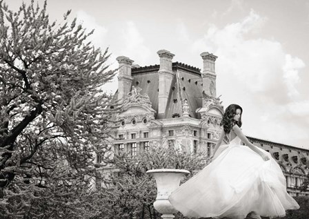 Young Woman at the Chateau de Chambord (BW) by Haute Photo Collection art print