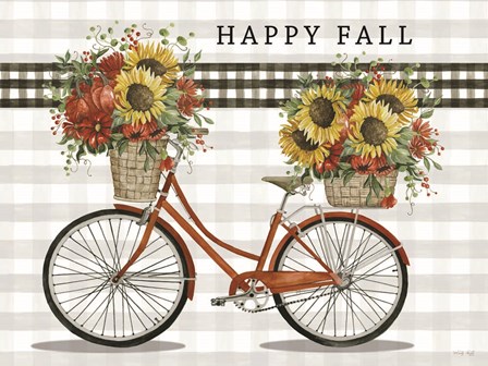 Happy Fall Bicycle by Cindy Jacobs art print