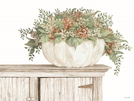 Fall Floral Pumpkin (white) by Cindy Jacobs art print