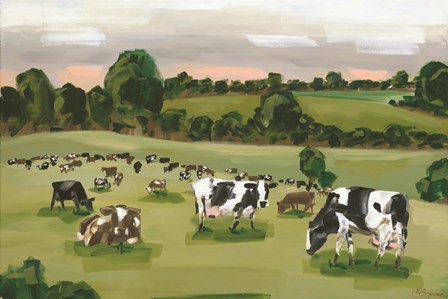 Abstract Field of Cows by Hollihocks Art art print