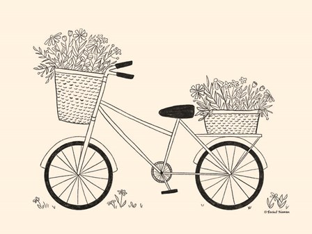 Spring Flower Bike Sketch by Rachel Nieman art print