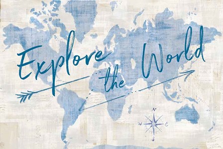 World Map Collage Explore by Sue Schlabach art print
