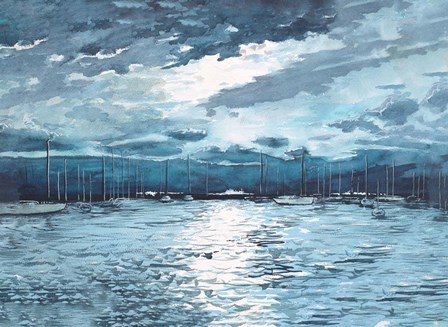Moonlit Marina by Bruce Nawrocke art print