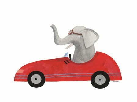 Elephant in a Car by Rachel Nieman art print