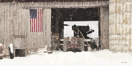 Winter at Patriotic Barn by Lori Deiter art print