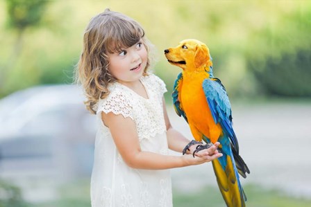 Girl and Parrotpup by Pixelmated Animals art print