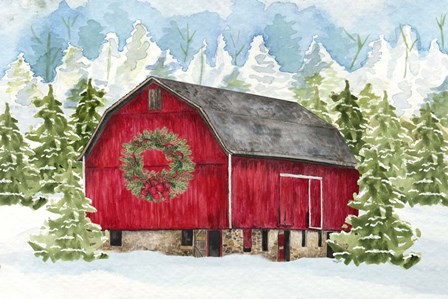 Christmas Barn Landscape I by Tara Reed art print