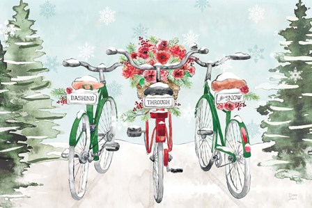 Holiday Ride I Red and Green by Dina June art print