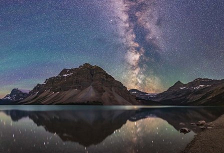 Milky Way Reflections at Bow Lake in Banff National Park, Alberta by Alan Dyer/Stocktrek Images art print