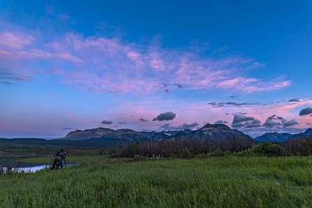 A Photographer in the Evening Twilight at Waterton Lakes National Park by Alan Dyer/Stocktrek Images art print