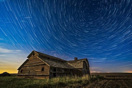 Circumpolar Star Trails Over An Old Barn in Southern Alberta by Alan Dyer/Stocktrek Images art print
