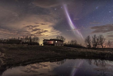 The Unusual STEVE Auroral Arc Over a House in Southern Alberta by Alan Dyer/Stocktrek Images art print