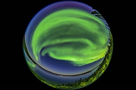 A 360 Degree Fish-Eye View of the Northern Lights Over Prelude Lake by Alan Dyer/Stocktrek Images art print