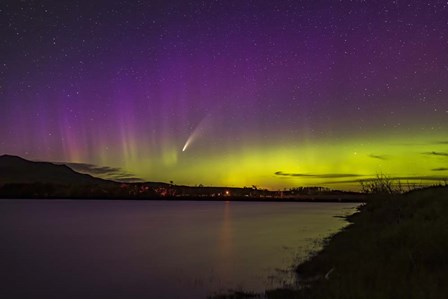 Comet NEOWISE and Aurora Over Waterton River, Alberta by Alan Dyer/Stocktrek Images art print