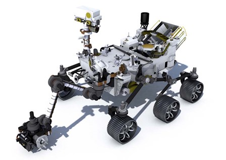 Perseverance Mars Rover On White Background by Adrian Mann/Stocktrek Images art print