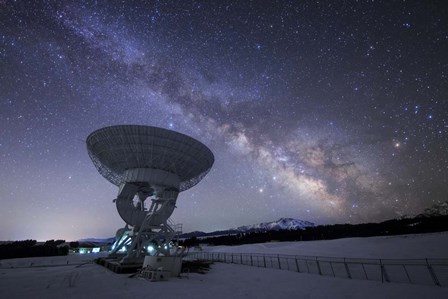 Milky Way Rises Above a Radio Telescope at the Nanshan Observatory, China by Jeff Dai/Stocktrek Images art print