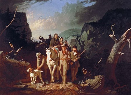 Daniel Boone escorting settlers through the Cumberland Gap by Vernon Lewis Gallery/Stocktrek Images art print