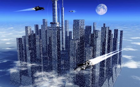 Futuristic City Floating in the Sky by Mark Stevenson/Stocktrek Images art print