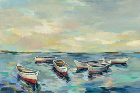 Coastal View of Boats by Silvia Vassileva art print