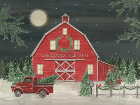 Full Moon Christmas Tree Farm by Cindy Jacobs art print