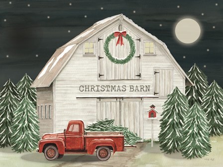 Starry Night Christmas Barn by Cindy Jacobs art print