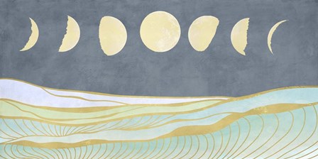 Moon and Tidal Waves by Sayaka Miko art print