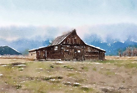 Barn In The Mountains by Denise Brown art print