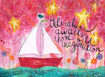 Adventure Awaits Sailboat by Jennifer McCully art print