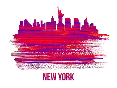 New York Skyline Brush Stroke Red by Naxart art print
