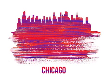 Chicago Skyline Brush Stroke Red by Naxart art print