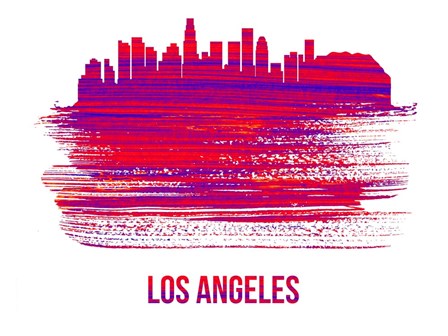 Los Angeles Skyline Brush Stroke Red by Naxart art print