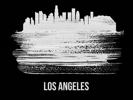 Los Angeles Skyline Brush Stroke White by Naxart art print