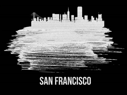 San Francisco Skyline Brush Stroke White by Naxart art print