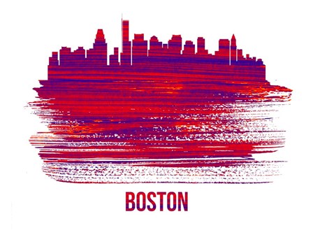 Boston Skyline Brush Stroke Red by Naxart art print