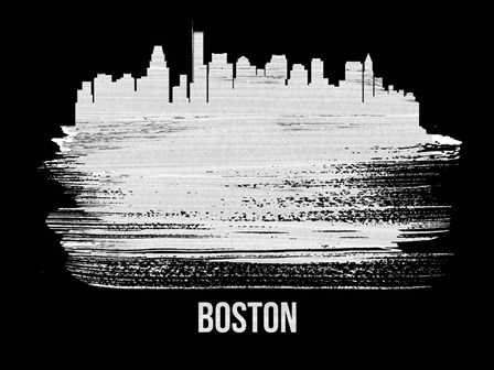 Boston Skyline Brush Stroke White by Naxart art print
