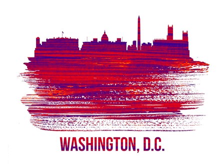 Washington, D.C. Skyline Brush Stroke Red by Naxart art print