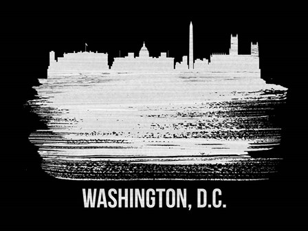 Washington, D.C. Skyline Brush Stroke White by Naxart art print