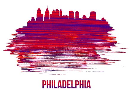 Philadelphia Skyline Brush Stroke Red by Naxart art print