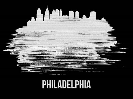 Philadelphia Skyline Brush Stroke White by Naxart art print