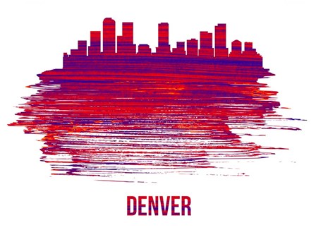 Denver Skyline Brush Stroke Red by Naxart art print