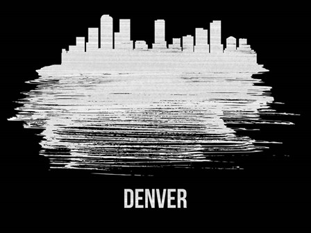 Denver Skyline Brush Stroke White by Naxart art print