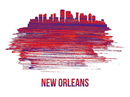 New Orleans Skyline Brush Stroke Red by Naxart art print