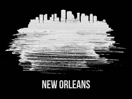 New Orleans Skyline Brush Stroke White by Naxart art print