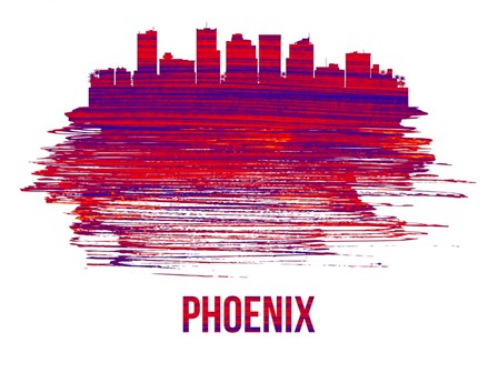 Phoenix Skyline Brush Stroke Red by Naxart art print