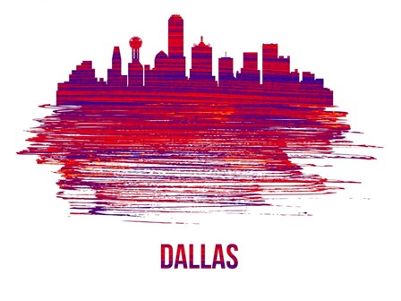 Dallas Skyline Brush Stroke Red by Naxart art print