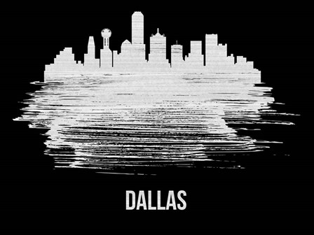 Dallas Skyline Brush Stroke White by Naxart art print
