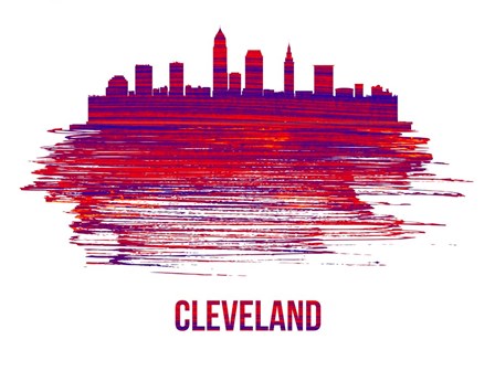 Cleveland Skyline Brush Stroke Red by Naxart art print