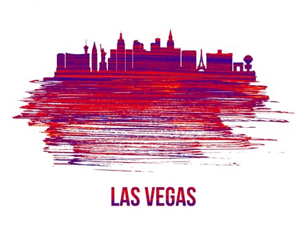 Las Vegas Skyline Brush Stroke Red by Naxart art print