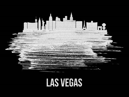 Las Vegas Skyline Brush Stroke White by Naxart art print
