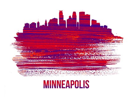 Minneapolis Skyline Brush Stroke Red by Naxart art print